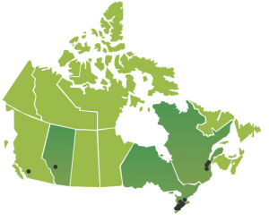 LOCATIONS ON MAP OF CANADA